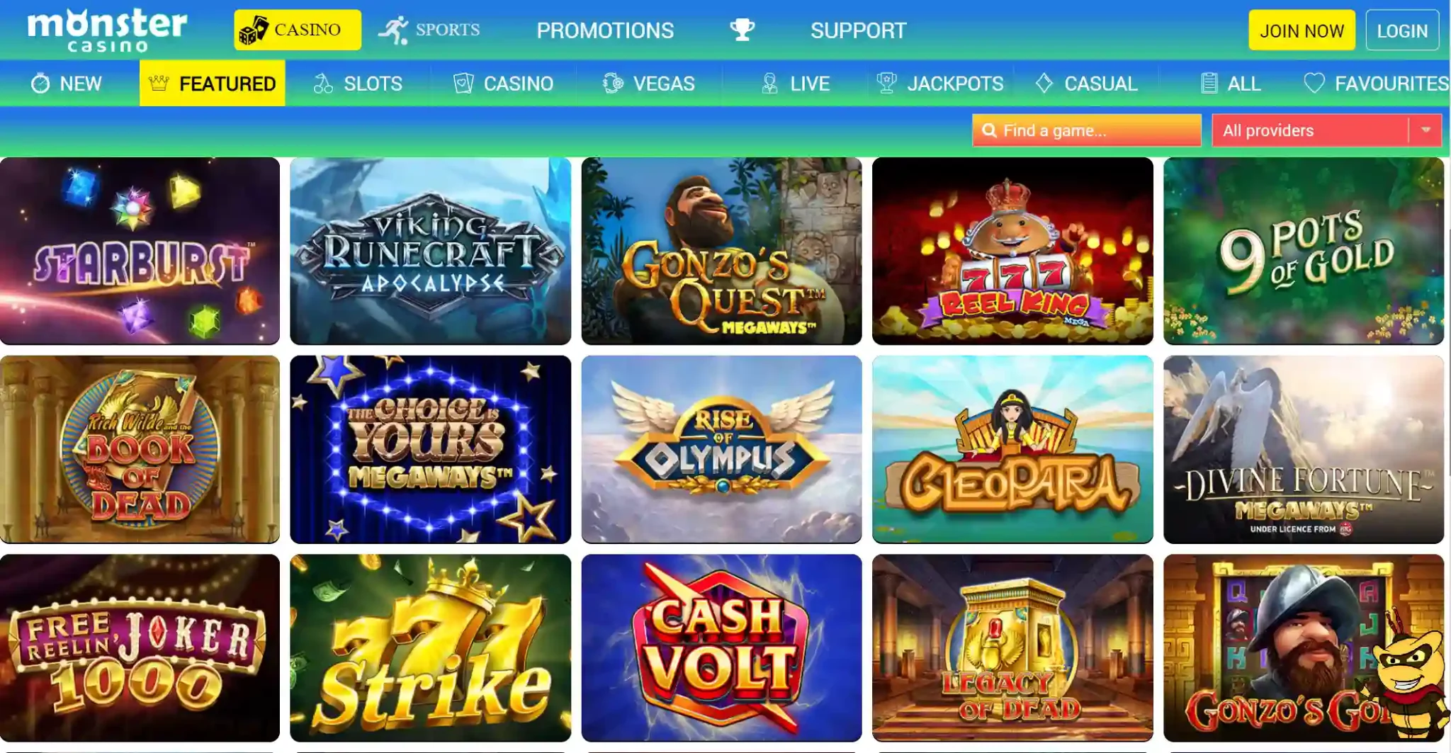Endless Gaming Options at Monster Casino